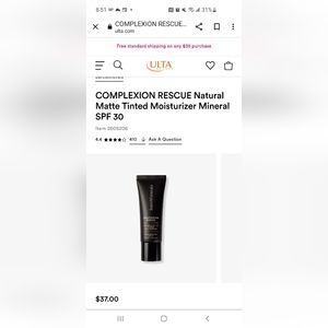 BareMinerals Complexion Rescue matte tinted moisturizer opal 01